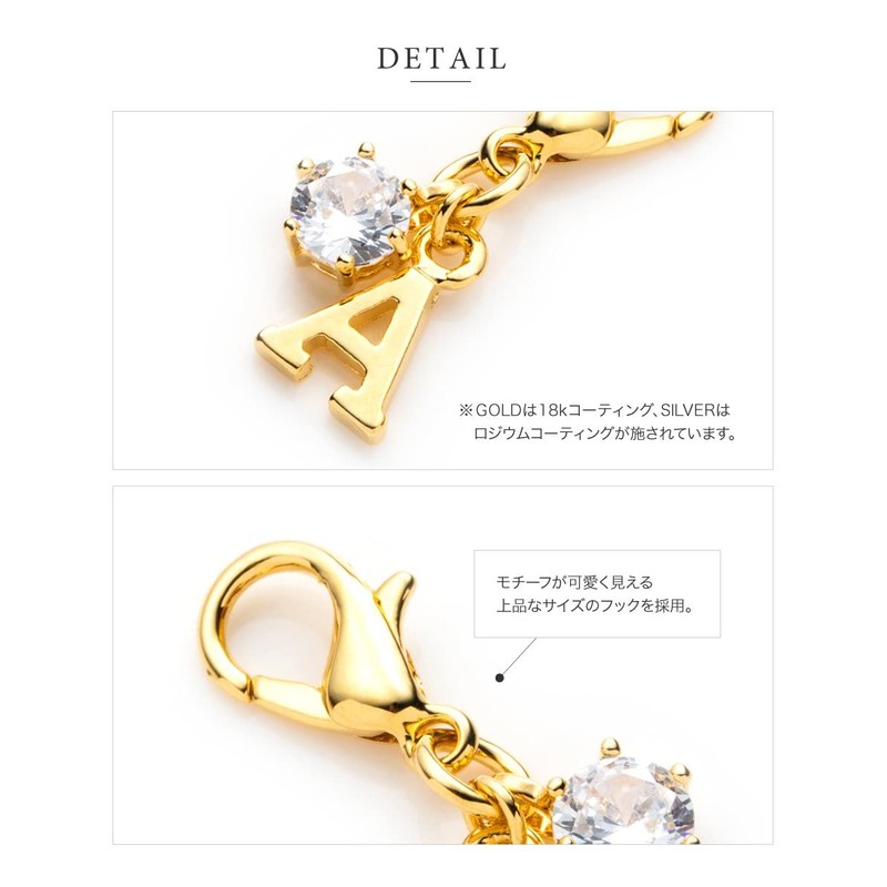 Cream dot. Charm, 18k Coated, Initial, Alphabet, Cubic Zirconia, Single