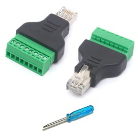 GLHONG RJ45 Male Screw Terminal Adapter, RJ45 Male to 8 Pin Screw Term Block Female Connector Cat7 6 5 5e Ethernet Network Plug Extender CCTV Digital DVR in-Line Coupler (2PCS)