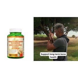 NutreeVit 100% Organic  - Turmeric + Ashwagandha + Ginger + Vitamin D3 - 200 Capsule