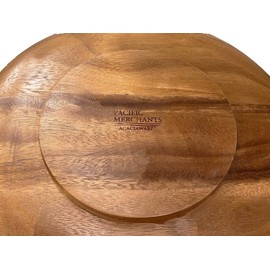 PACIFIC MERCHANTS Acaciaware Acacia Wood Footed Salad Bowl with Salad Servers (Footed Salad Bowl, 7" x 3" Set of Four)