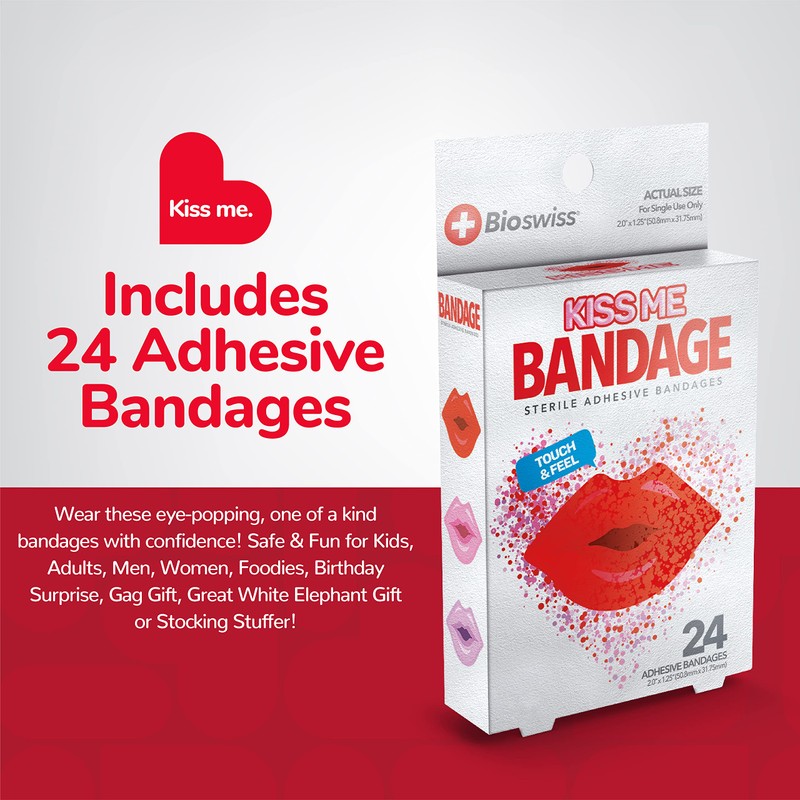 BioSwiss Bandages, Lips Shaped Self Adhesive Bandage, Latex Free Sterile