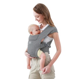Babytrage für Neugeborene ab Geburt, MOMTORY Komfortabler Hüftsitz für Baby(3-12kg), Ergonomischer Tragetuch Neugeborenes bis Kleinkind mit Klettverschluss, Leicht Verstellbare Hüfttrage - Hellgrau
