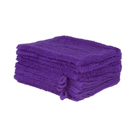 Pack of 10 Washcloths, Wash Mitts Set in Many Colours, 100% Cotton, 10x Wash Mitts 15 x 21 cm, Purple