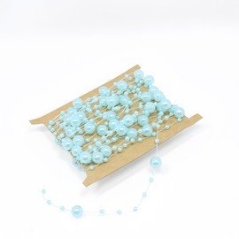 32 Feet (10m) Pearl Garland,Garland Pearl Spool String of Pearls Rose Ribbon String Chain Decorative Beads for Wedding, Party,Christmas Flower Tree and DIY Supplies (Blue)