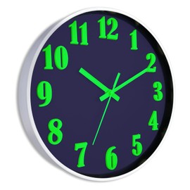 Ziprote Wall Clock, 12 Inch Glow in Dark Wall Clock, 3D Numbers Night Light Wall Clock, Wall Clock Battery Operated, Silent Non-Ticking Wall Clocks for Living Room Kitchen Office