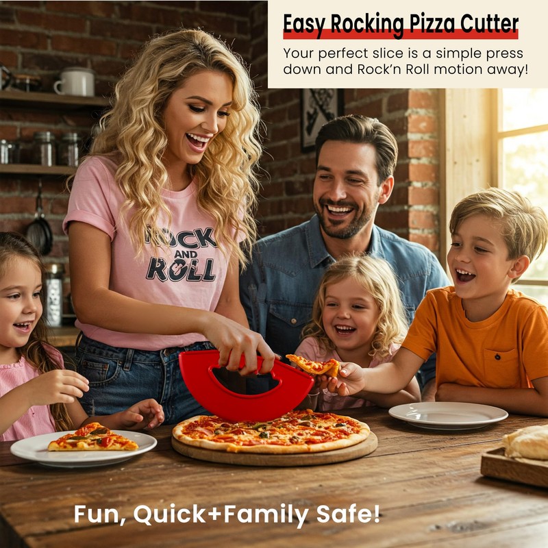 Rock'n Roll Pizza Cutter, Plastic, Non-Stick, Rocking, 9 inch, Easy