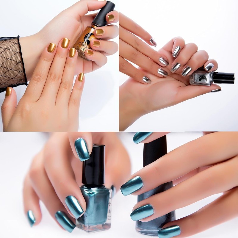 IMGDD Blue Metallic Nail Polish, Mirror Shiny Metal Long-Lasting Quick