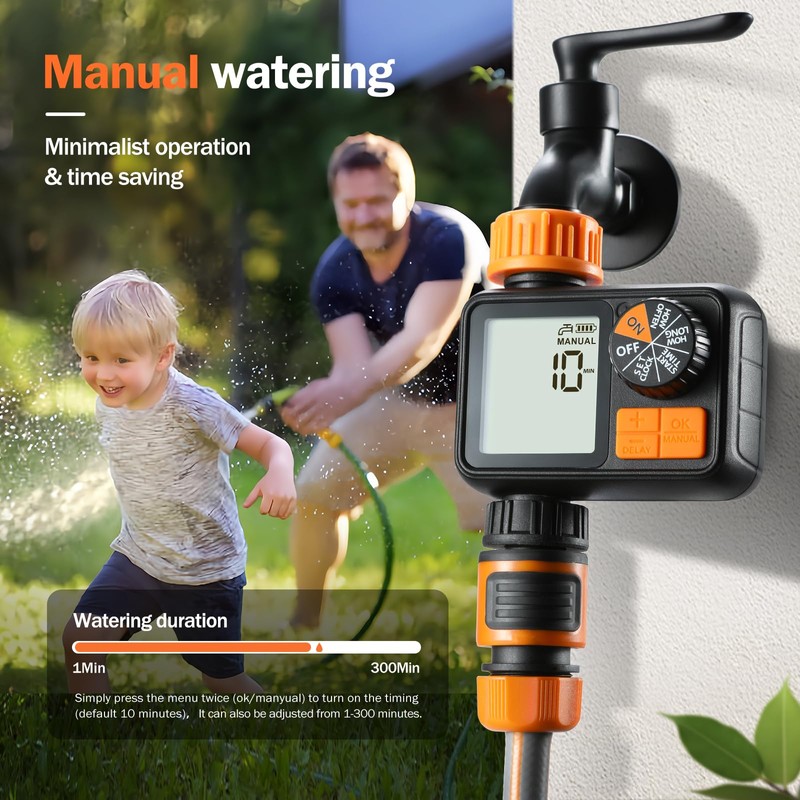 PISKOAN Sprinkler Timer, Programmable Garden Outdoor Hose Feature Timer with