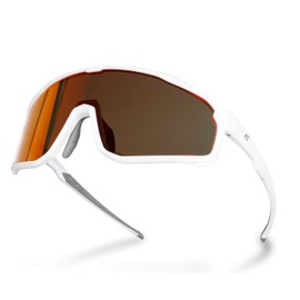 Goolix (GS-CONST93) Sports Sunglasses, Men's, UV Protection, High Contrast Lenses, For Sports, Bicycles, Running, Golf, Baseball, Inner Frame Included, White Frame x Orange Lens