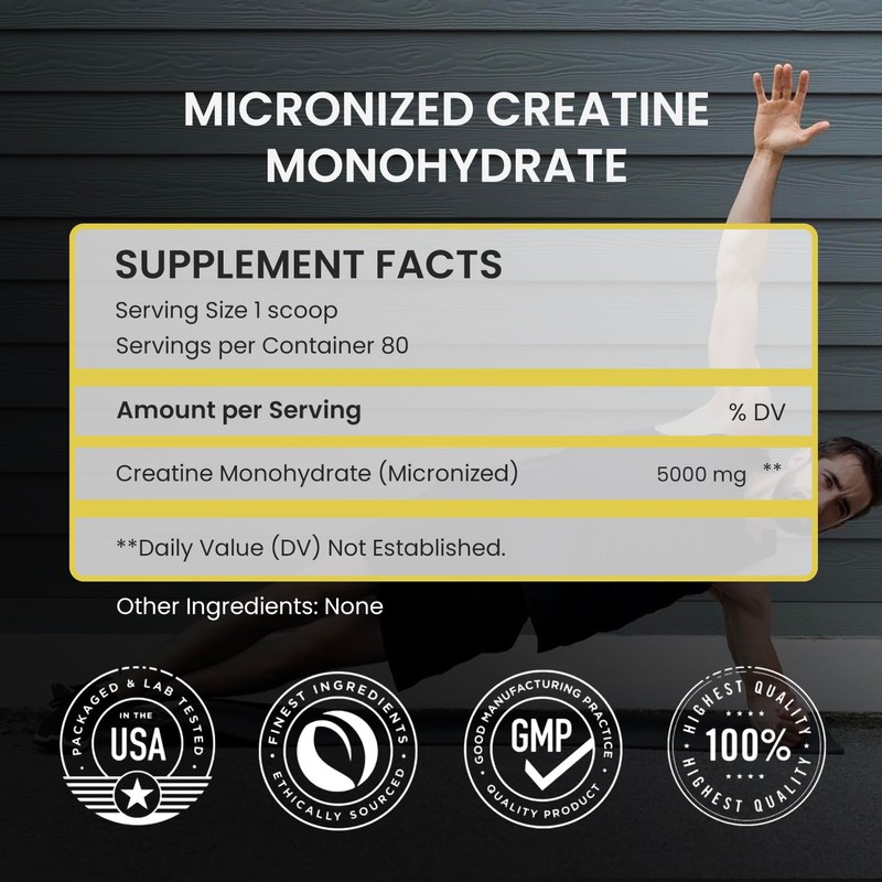 UpNourish Micronized Creatine Monohydrate Powder 400 G - Unflavored Vegan