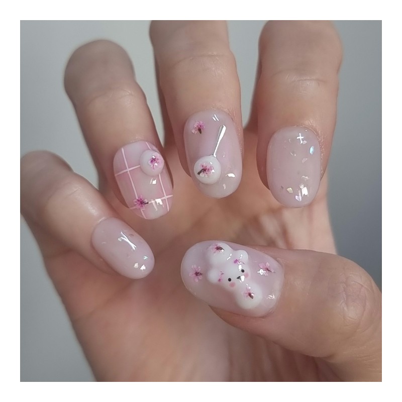 Cherry Blossom Gomdango Handmade Nail Tip Temperature Change - Short