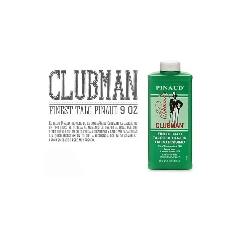 Talco Blanco Clubman Pinaud 255ml 9oz Ultra Fino Barbero