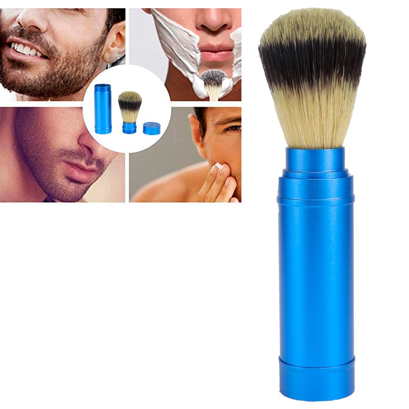 Men Portable Beard Brush Travel Facial Cleaning Foaming Shaving Brush