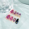 BQZQPAMZ 24Pcs Flower French Tip Press on Nails Purple Floral