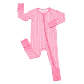SUZEL Baby Bamboo Viscose Pajamas Herringbone Footless Romper - Baby Infant Boys Girls One Piece Jumpsuits Clothes (Pink, 6-12M)