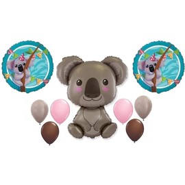 9 Piece Koala Happy Birthday Party Bear Australia New Zealand Travel Outback Jungle Animal Safari Favors Decor Balloons