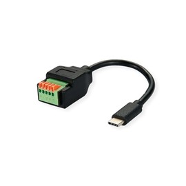 ROLINE Kabeladapter USB-Typ-C Stecker zu 5-Pin-Klemmleiste, (Drucktasten), 15 cm