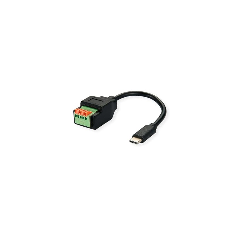 ROLINE Kabeladapter USB-Typ-C Stecker zu 5-Pin-Klemmleiste, (Drucktasten), 15 cm