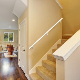 Meranti Aluminum Handrail for Indoor or Outdoor Steps and Stairs – Hand Rails for Elderly – DIY Complete Stair Railing Kit (AHR, Glossy White, 5' Length)