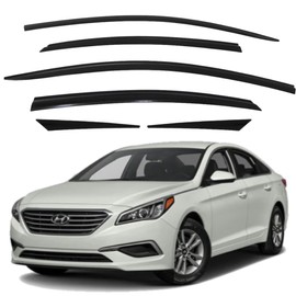 AUTOCLOVER Tape-On Rain Guards Window Visors 6 Pcs Set for Hyundai Sonata 2015 2016 2017 2018 2019 / Window Deflectors, Out-Channel Vent Shades (Smoked 2015-2019)