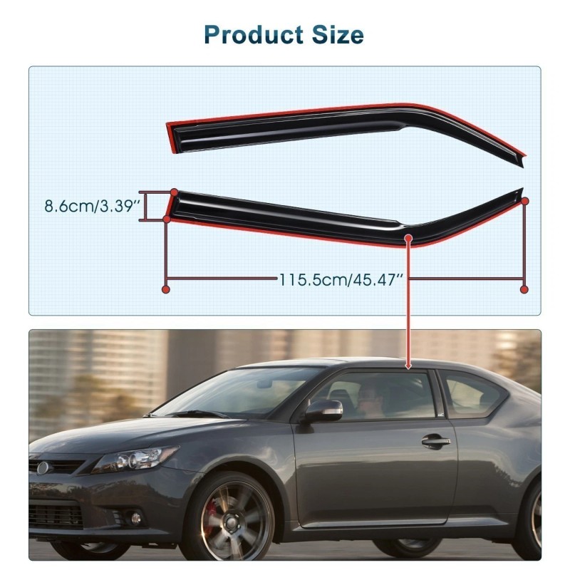 GEARZAAR For 2011-2016 Scion TC Coupe 2-Door JDM Window Visors