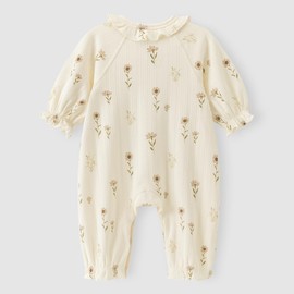 gurcooc Newborn Baby Girl Romper Ruffle Cotton Long Sleeve Bodysuit Floral Jumpsuit Onesie Outfit Set, 0-18 Months, yellow