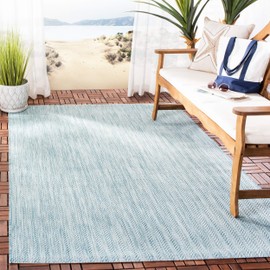 Safavieh Courtyard Collection CY8022 Indoor/ Outdoor Area Rug, 6'7" x 9'6", Aqua / Grey