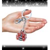 Puzzled Ladybug Keychain - Silver 3D Sparkling Ladybug Charm Rhinestones,