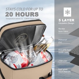 Insulated Cooler Backpack,33 Cans Multifunctional Double Deck Leakproof Cooler Bag with Sternum Strap,Large Capacity Lightweight Travel Camping Beach Backpack Cooler Ice Chest for Men Women