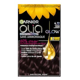 Garnier Olia Glow Permanente Haarfarbe, ohne Ammoniak, mit natürlichen Blütenölen, helles Aschbraun (4.12)
