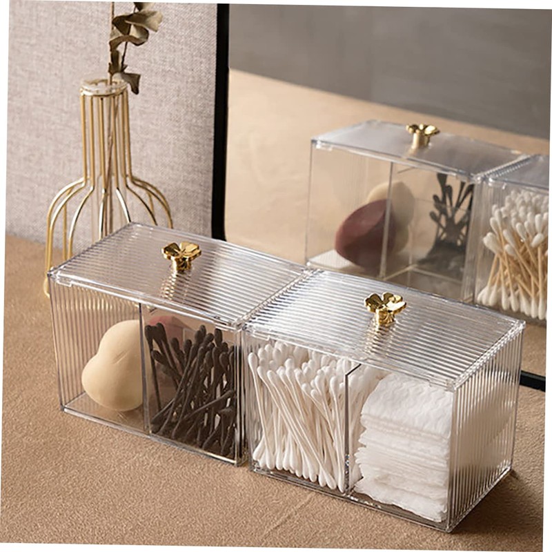 ULTECHNOVO Makeup Storage Box Lid Cotton Swab Holder Makeup Sponge