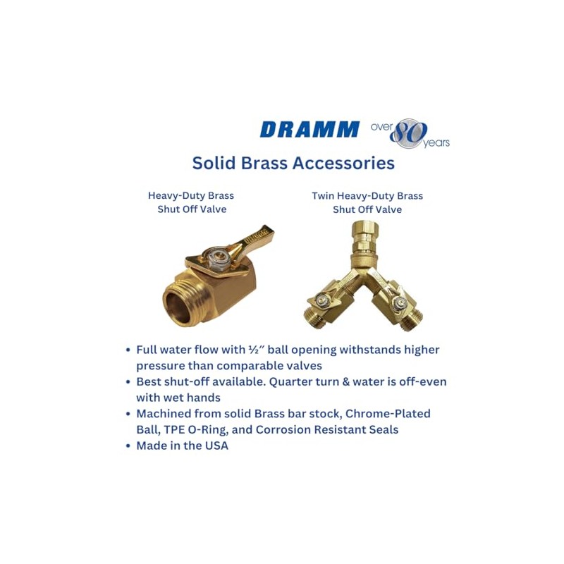 Dramm Heavy Duty Brass Shut Off Valve with Full Water