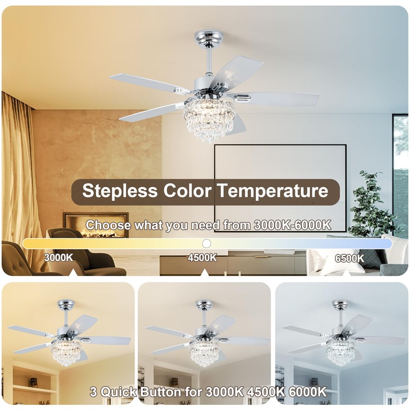 Esiovco Chandelier Ceiling Fans With Lights And Remote,42in Chandelier Fan