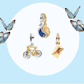 MGIUL Love Envelope Bicycle Sun Moon Charm Pendant for Bracelets Necklaces 925 Sterling Silver Pendant Beads Jewellery Gift for Women, Silver, Zircon