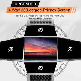 Magnetic 360° Privacy Screen for Macbook Pro 13 Inch (2016-2022, M1, M2) & Air 13 inch (2018-2021, M1), Removable Anti Glare Blue Light Filter, 4 Way Anti Spy Black Protector for Mac 13In Laptop