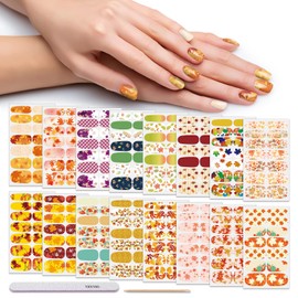 DANNEASY 16 Sheets Autumn Nail Polish Strips Maple Leaves Thanksgiving Nail Wraps for Women Self Adhesive Nail Polish Stickers Gel Nail Strips for Nail Art Accessories (Stylish Series)