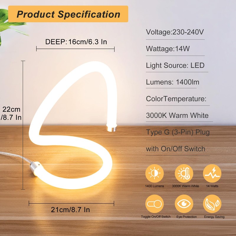 HARPER LIVING Modern LED Table Lamp, Bedside Table Light Warm