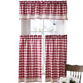 Achim Home Furnishings Buffalo Check - Par de Niveles - 58 x 36 - Borgoña