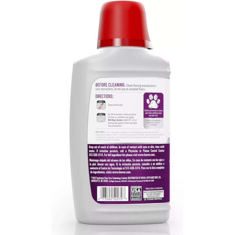 Hoover Paws & Claws Hard Surface Floor Cleaner, Concentrated Pet