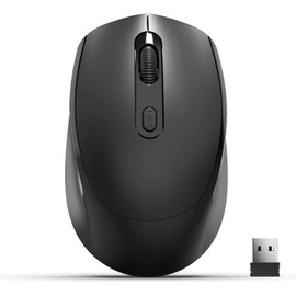 Wireless Mouse for Laptop, 2.4G Wireless Ergonomic Optical Cordless Mobile Office Computer Mice with Nano USB Receiver, 3 Adjustable DPI for PC, Notebook, Desktop (Black)