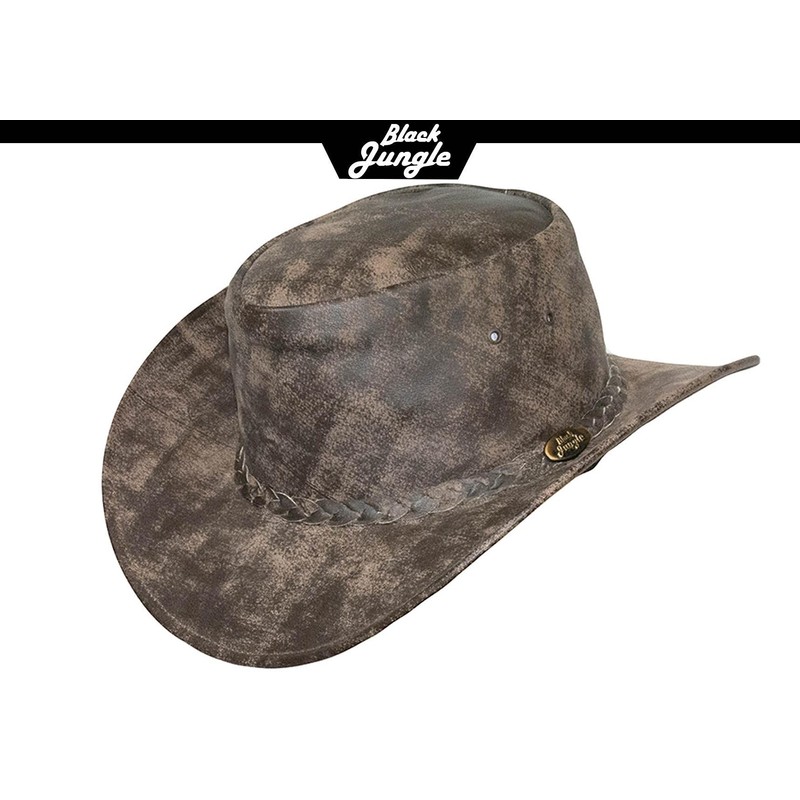 Black Jungle Denver Leather Western Hat Full Leather Cowboy Hat