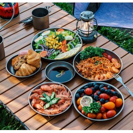 Boundless Voyage Ti1141T Titanium Plate, Camping Plates, Dishes, Unbreakable, Rust-free, Lightweight, Outdoors, Mountain Climbing, BBQs, BBQs, Picnics, Home, Tableware, Dishes, Mesh Storage Bag