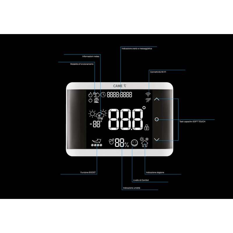 CAME TH/750 WH WLAN, 845AA-0140, Smart Room Thermostat Underfloor Heating