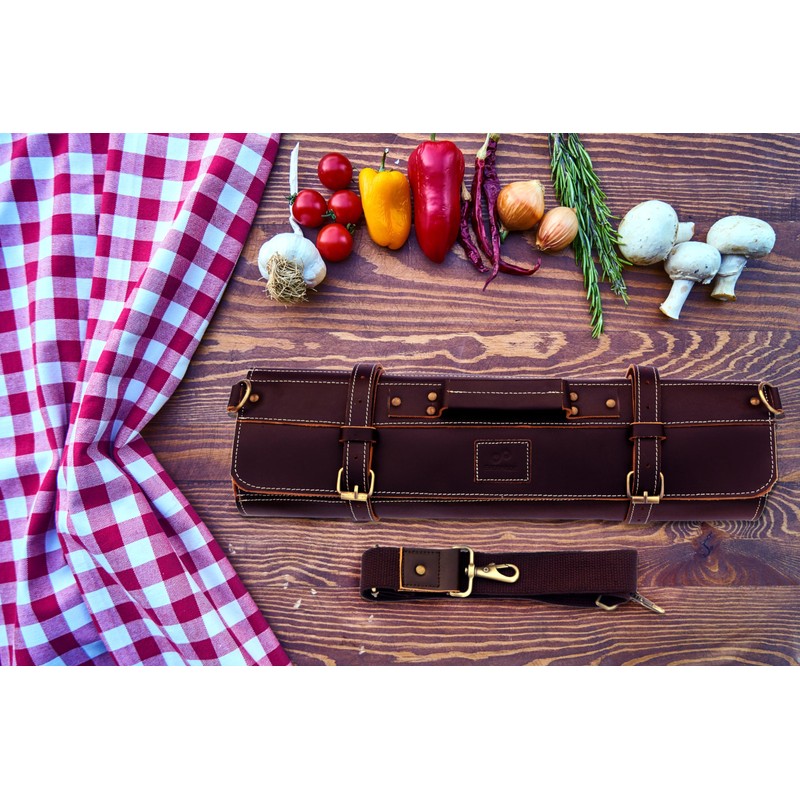 EVERPRIDE Brown Leather and Suede Knife Roll