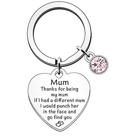 SDOFY Mum Keyring Gifts Mum Birthday Gifts from Daughter Son Christmas Mothers Day Gifts for Mum Mom Mummy Thanks for Being My Mum Keychain