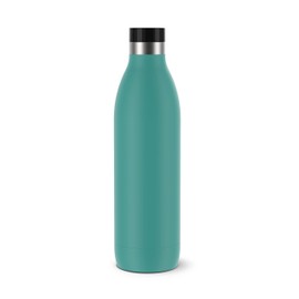 Emsa Bludrop N3112100 Reusable Stainless Steel Sustainable Powder Coating 360° Drinking Rim 20h Hot / 40h Cold 1 Litre Leak-Proof Petrol