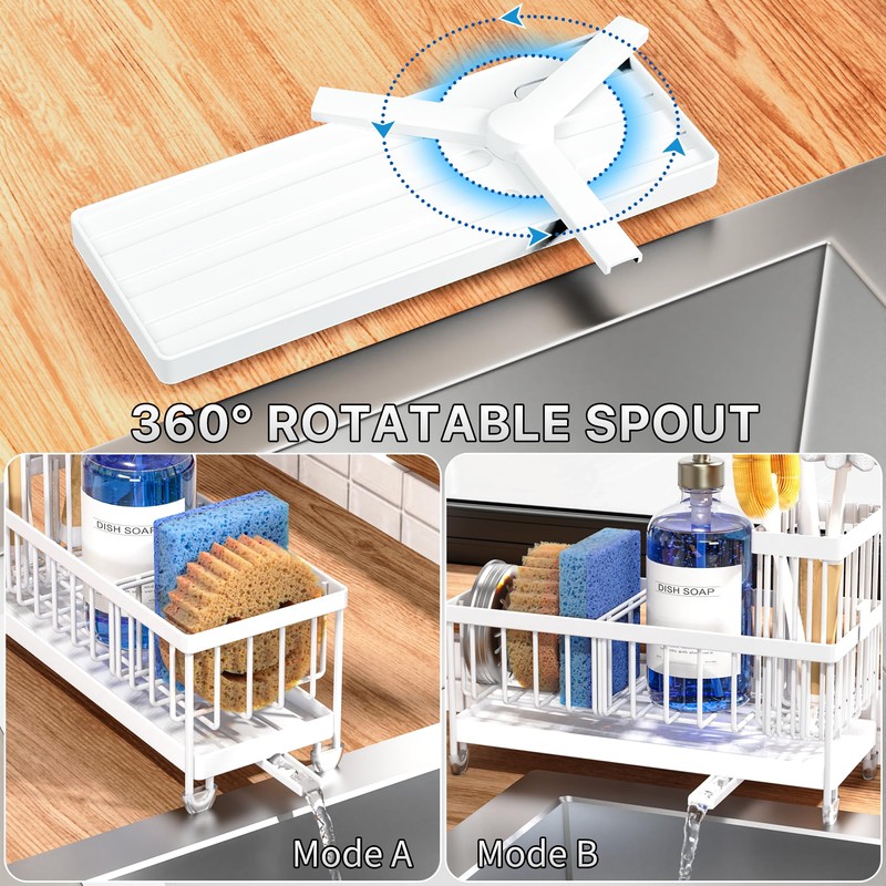 Cisily Sponge Holder for Kitchen Sink, Sink Caddy with High