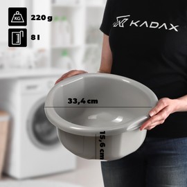 KADAX Plastic Bowl, Washing Up Bowl in Various Sizes and Colours, Heavy Duty Washing Bowl, Universal Bowl, Sink for Bathroom, Washroom (8L, Grey)