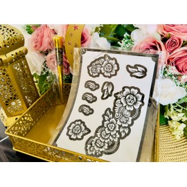 DIY Body Art Henna Stencil Kit, Shireen Henna Readymade Natural Instant Henna Cone, Temporary Tattoo Design Templates (Design-03, 2, count)