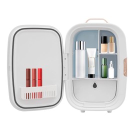 HAPPCUCOE Skincare Fridge 12.68Qt Mini Fridge Beauty Fridge For Comestic Storage, Cosmetics Refrigerator, Compact Fridge For Makeup Lipstick,Makeup Mini Fridge For Bedroom, Car, Office,Dorm (White)
